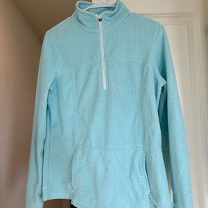 Tek Gear Light Blue Quarter-Zip Pull Over Sweatshirt with Waffle Texture, Size M